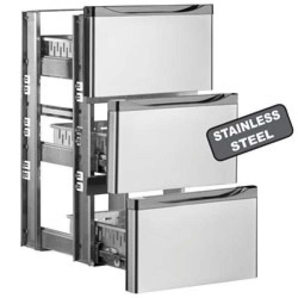 TAVX/3G-R2 (25) Kühlpult Getränkekühler Flaschenkühlschrank, Edelstahl, 3 Glastüren, 579 Liter